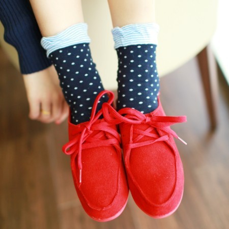Free shipping, A289 socks fine stripe polka dot women's 100% cotton sock socks