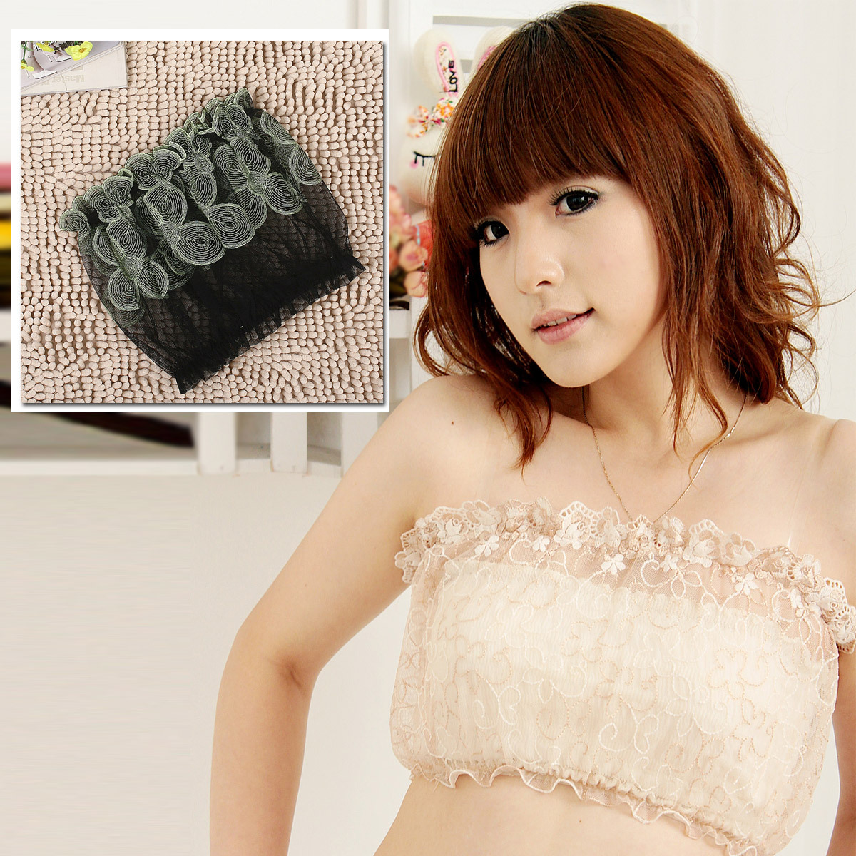 Free shipping A35 tuberose elastic exquisite embroidery decoration lace tube top corselets dichromatism
