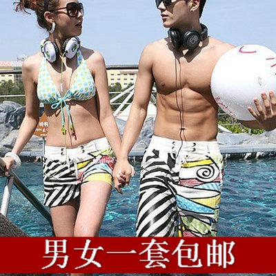 Free shipping Ab lovers beach pants male female shorts quick-drying shorts lovers set pants plus size