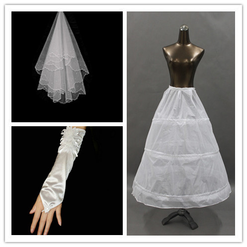 Free Shipping! Accessories wedding dress piece set pannier veil gloves