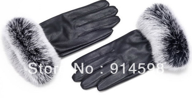 Free shipping    Add warm lady leather gloves