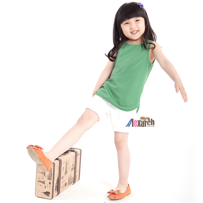 Free Shipping Alexarch girls clothing boys clothing 2013 summer sweep T-shirt sleeveless vest b2016