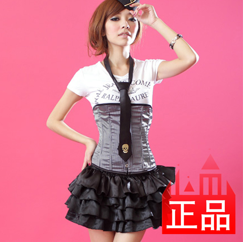 Free Shipping Alice elsme royal tiebelt shaper vest underwear cummerbund belt clip black and white fine stripe