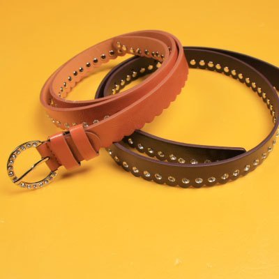 Free Shipping All-match brown faux leather black rhinestone decoration thin belt white fashion female strap y535