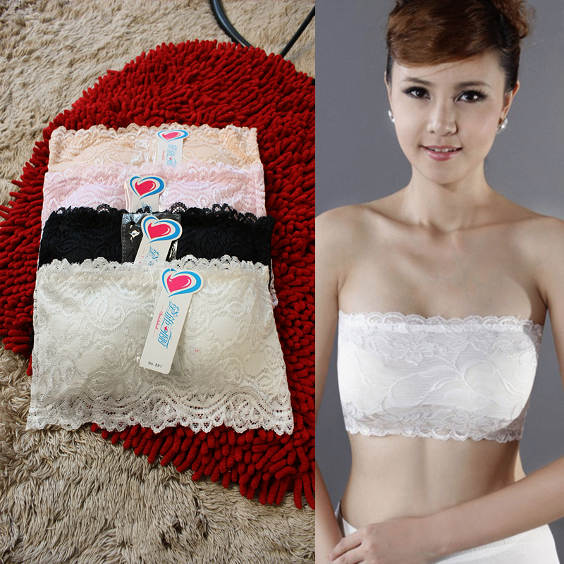 Free Shipping All-match candy color full lace gulps half cup small cute tube top tube top b3191