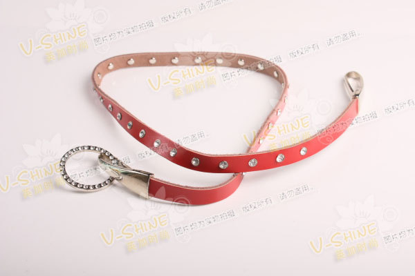Free Shipping All-match cowhide decoration belt genuine leather strap red fashion rhinestone women's belly chain y284