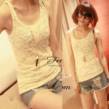 Free shipping All-match full lace cutout carved vest basic small vest basic shirt