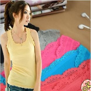 Free shipping All-match lace decoration tank thread laciness basic shirt spaghetti strap top spaghetti strap vest c2004