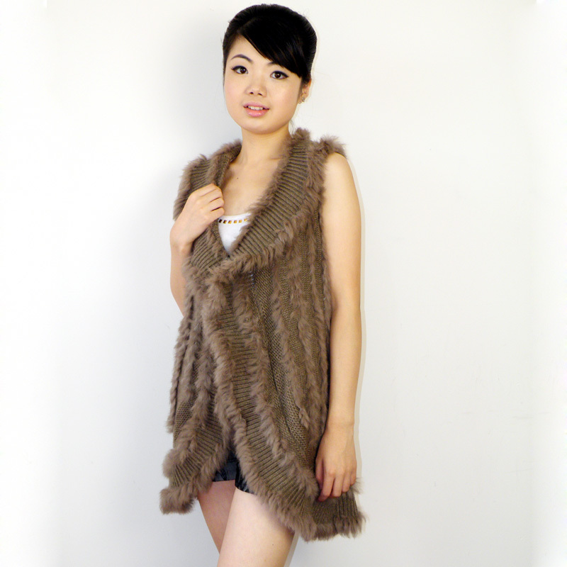 Free shipping All-match rabbit fur vest fur female autumn and winter rabbit fur knitted