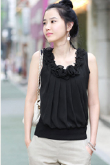 Free shipping All-match rose vest top
