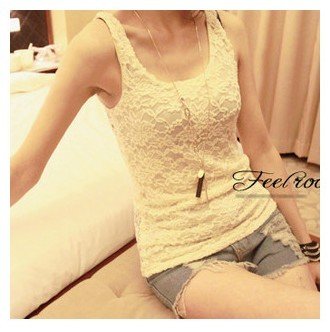 Free shipping  all-match sexy full lace cutout crotch vest basic small vest lace vest