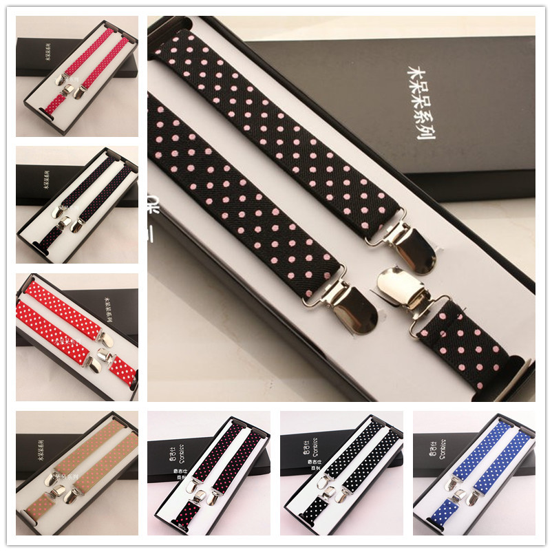 Free shipping All-match suspenders pants clip suspenders women's suspenders polka dot