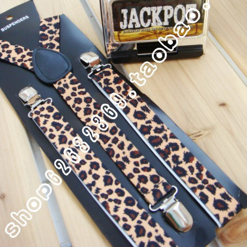 Free  shipping All-match wowed leopard print 2.5 , 1.5cm suspenders button  Wholesale and retail