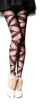 Free shipping Alluring  UltrathinElastic Thigh Silk Stockings15D retro inequalities T  crotch  core-spun jacquard pantyhose8616