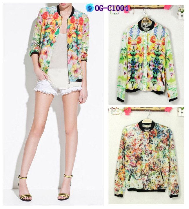 Free shipping, American and European style 2012 new flowery print  women coat/ flying jacket, 2colors, S, M size