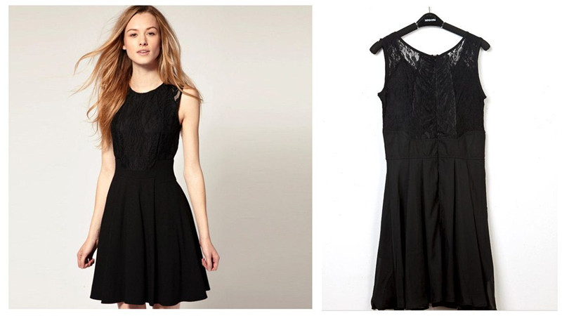 Free Shipping American and European Style 2012 sexy  dress slim waist slim sleeveless tank dress lace patchwork S,M,L,XL size