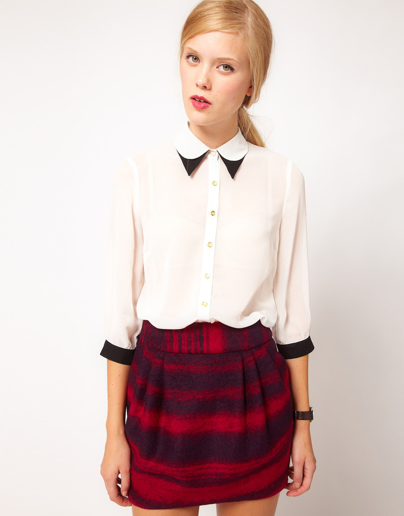 Free Shipping American and European Style 2012 women double layer collar half sleeve chiffon White colour shirt  S,M,L size