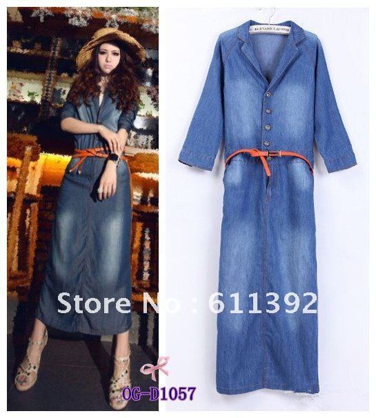 Free shipping, American and European Top grade brand Style 2013 fashion casual women slim sexy long jean dress 1 color 3 sizes