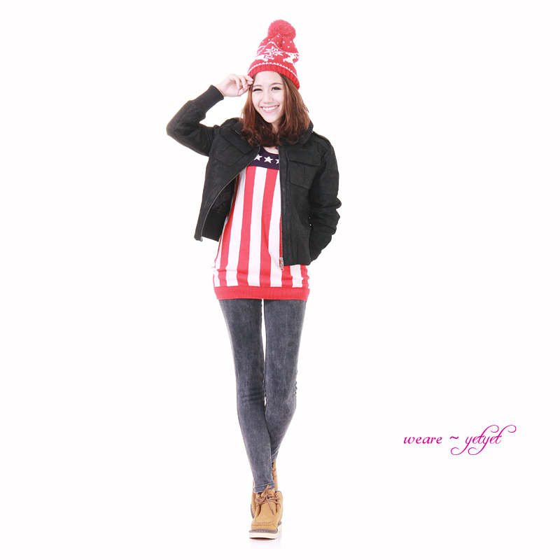 Free shipping American flag pattern sleeveless sweater vest knitted sweater pullover mix match Women