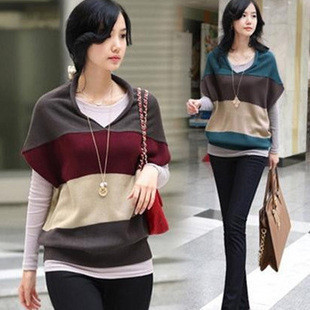 free shipping and hot sale women's sweater batwing shirt three-color plus size pullover outerwear