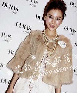 Free shipping Angelbaby rabbit fur rabbit fur o-neck 7 fur 7 points sleeve outerwear 12