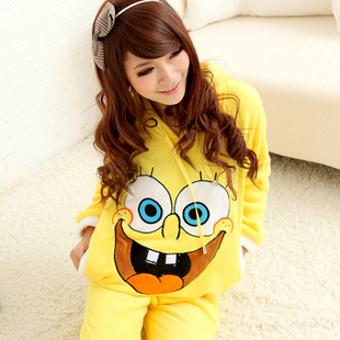 Free Shipping Animal long-sleeve coral fleece sleepwear Women set autumn and winter Women thickening winter sleepwear
