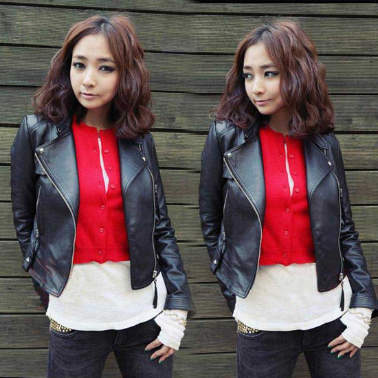 Free shipping Anti season slim women short leather clothing