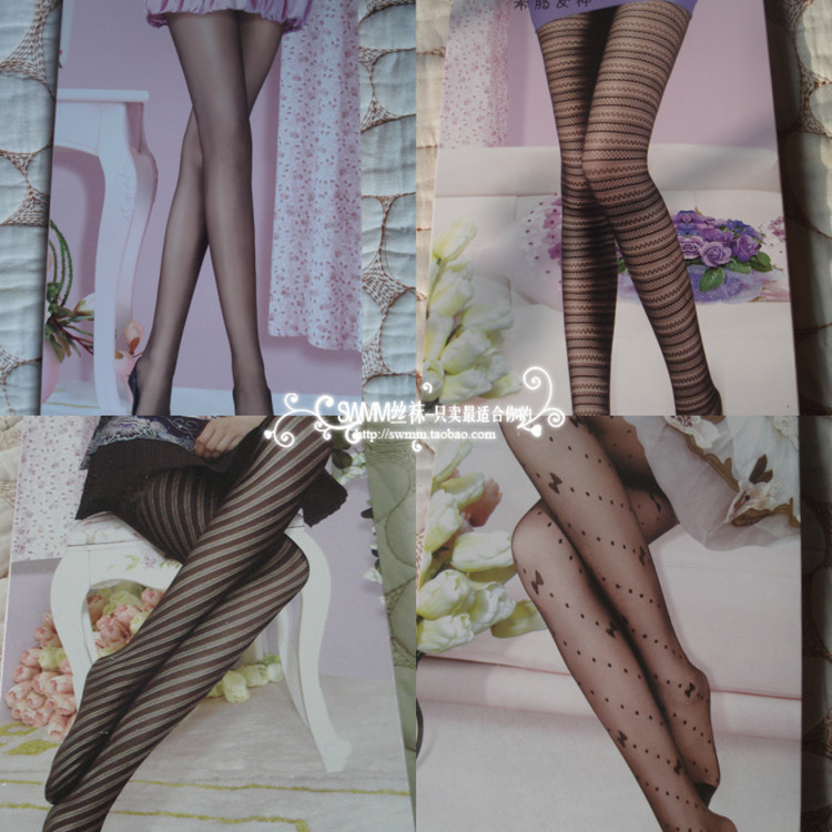 Free shipping Antidepilation wire sexy stripe slanting stripe mesh ultra-thin rompers black stockings female 3 double