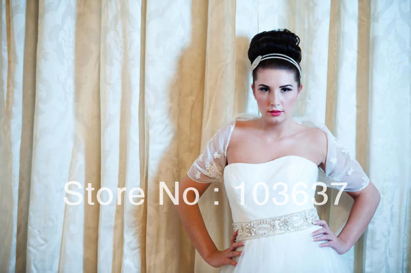 Free Shipping appliques Shawl Wrap  2013 Custom Made Jackets Wedding Dress jacket/wedding accessories(k2k8)