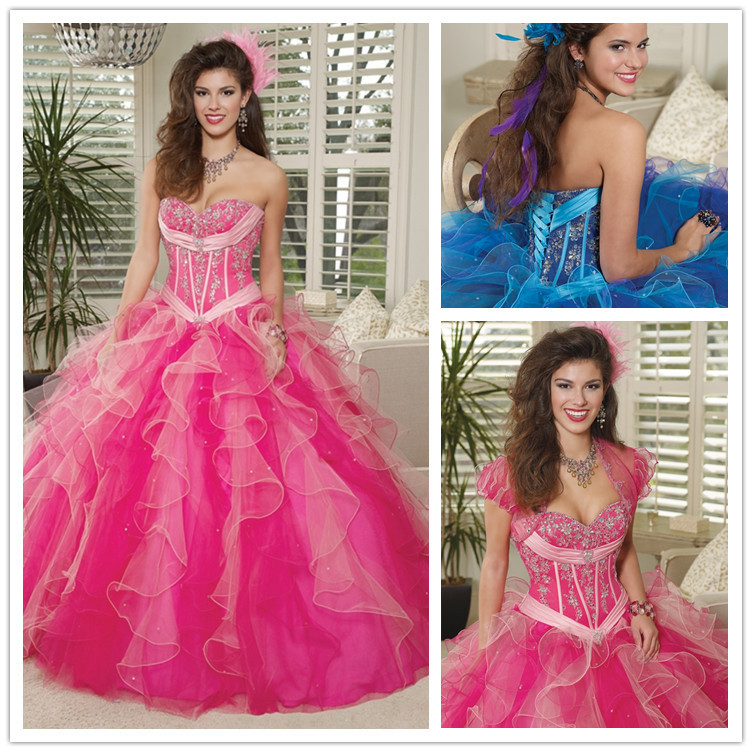 Free shipping AQW-0056 Ball gown Satin and Tulle with Embroidery Beading Matching bolero jacket Quinceanera Dresses Custom-made