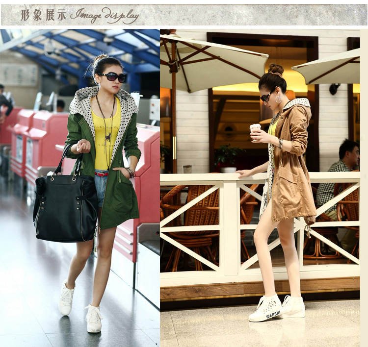 Free shipping army green coats hot fashion slim outerwear overcoat winter clothes trench coat outdoor hoodies cotton coats