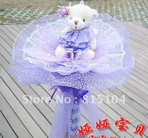 Free shipping  artificial bouquet Rhinestone teddy bear only cartoon bouquet dried flowers fake bouquet  X565