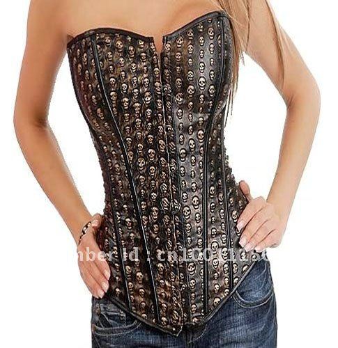 Free Shipping Artificial Leather Overbust  Underwear Sexy Lingerie Corset Body Shaper For Women Wholesale And Retail