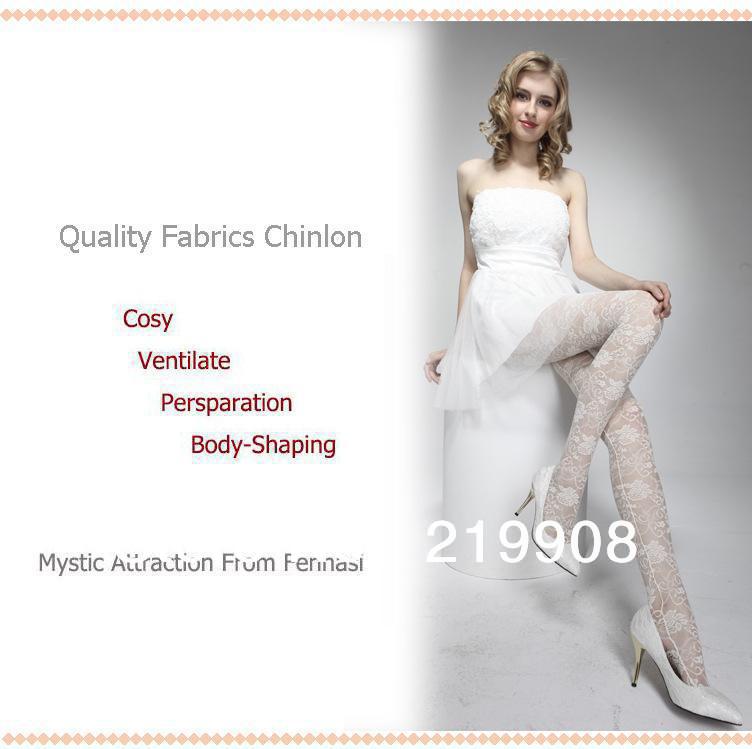 Free Shipping Attractive New Design Brand White Lace Body-Shaping  Tights Women's Pantyhose 2pcs/Lot