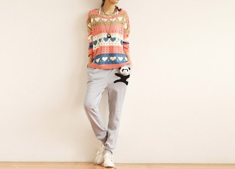 Free Shipping Autumn 2012 Women's sweater  Sweet Love pattern irregular pullover knitwear Hotsale
