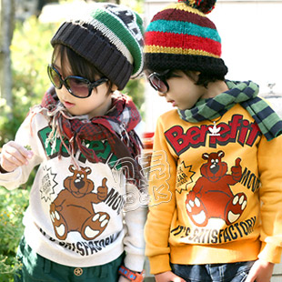 free shipping  autumn and spring letter bear boys and girls clothing baby sweatshirt wt-0930