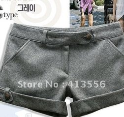 free   shipping     Autumn and winter all-match fashion casual worsted Shorts Black, gray 2 colors   b283 ow