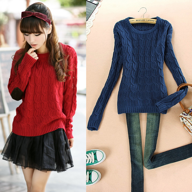 free shipping ~ autumn and winter all-match sweater outerwear loose twisted vintage sweater female basic shirt