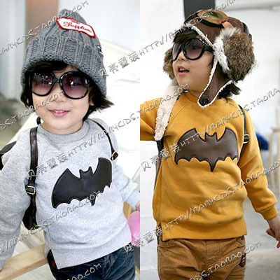 free shipping  autumn and winter bat boys clothing girls clothing baby fleece sweatshirt outerwear wt-0508
