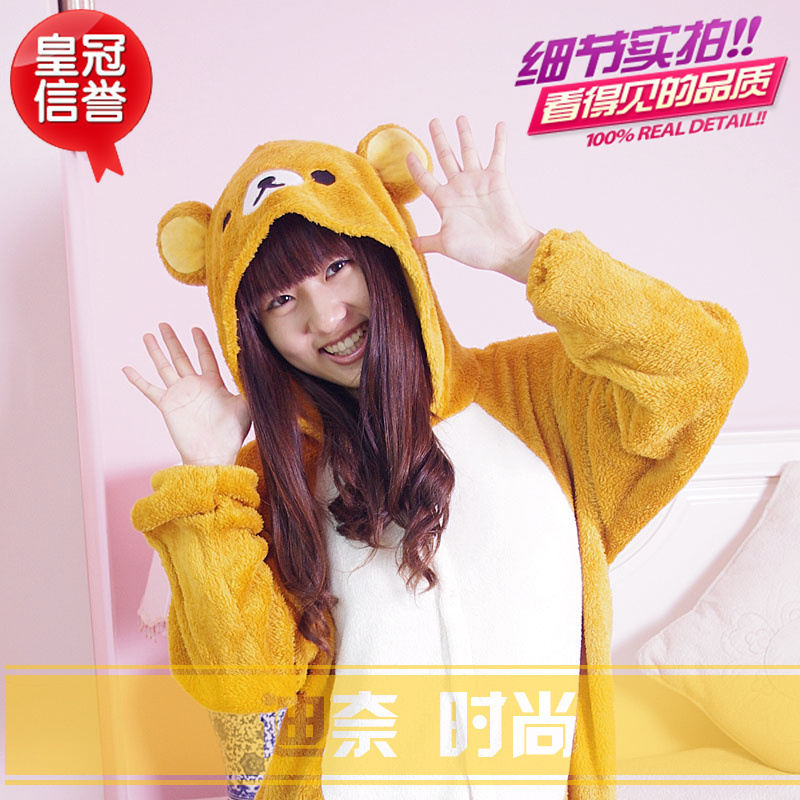 Free Shipping Autumn and winter cartoon animal stitch easily bear lovers long-sleeve one piece sleepwear lounge