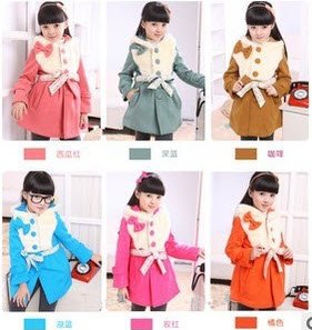 Free shipping  autumn and winter  female child outerwear girl's overcoat thickening child trench fur coat