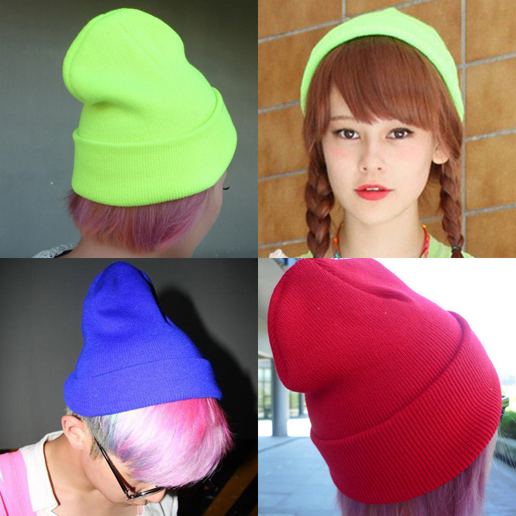 Free shipping, Autumn and winter female knitted hat knitted hat multicolour candy color neon hat lovers cap general cap
