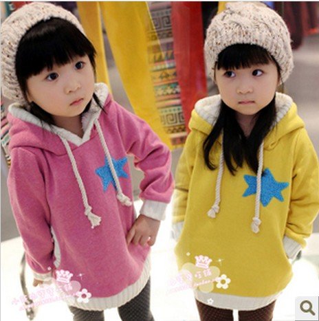 Free shipping !! Autumn and winter girl jacket kids Children coat baby thickened cotton hexagonal sleeved Hooded Sweater