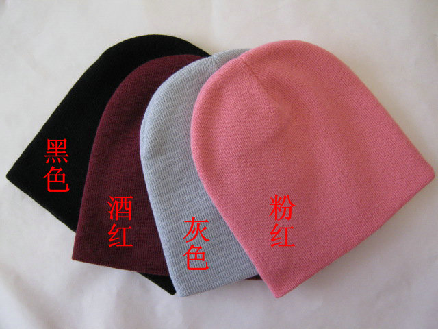 free shipping Autumn and winter knitted hat paintless black ash z0335 claretred pink plain