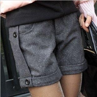 Free shipping Autumn and winter Korean all-match fashion brief roll-up hem woolen shorts boot cut jeans pants shorts / 3 color