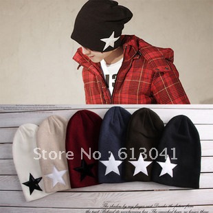 FREE SHIPPING! Autumn and winter lovers design  knitted hat five-pointed star fashion winter hat 7 colors(5 pieces/lot)