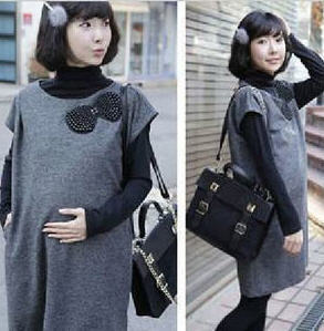 Free shipping!  autumn and winter maternity bow tank dress maternity  maternity vest skirt