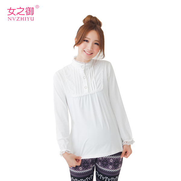 free shipping Autumn and winter maternity clothing fashion cuff lace maternity t-shirt loose turtleneck elastic basic shirt