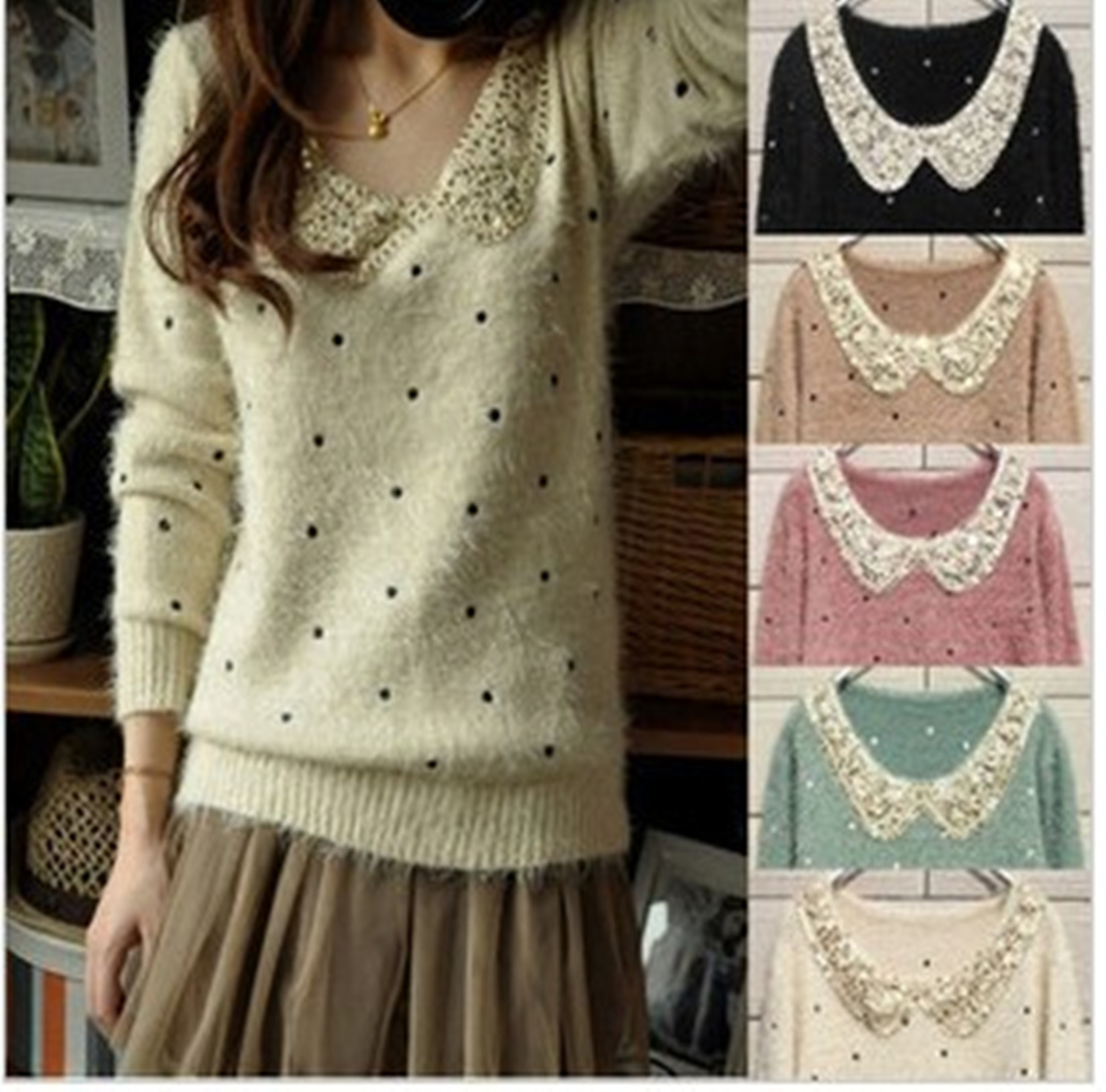 Free shipping, autumn and winter new arrival princess sweet butterfly collar sweater ,wholesale/retail