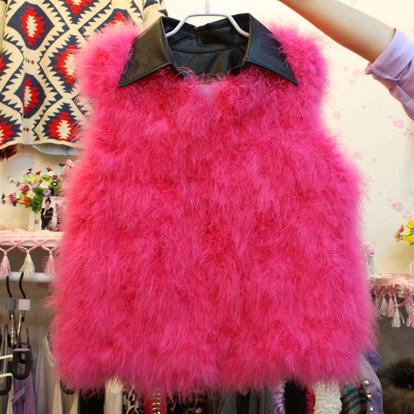 free shipping Autumn and winter patchwork turkey wool ostrich fur vest outerwear short design female